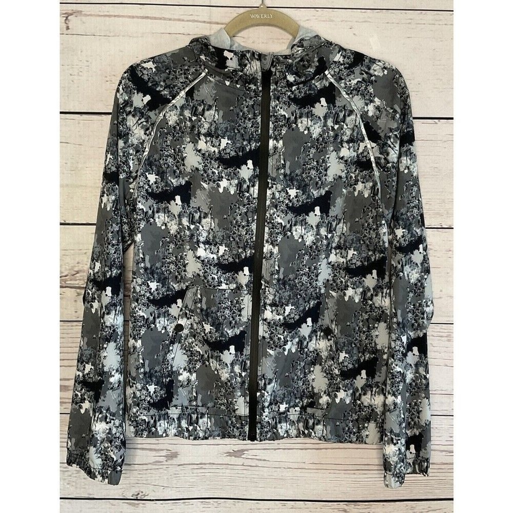 Hunter For Target Gray/Black Hooded Full Zip Raincoat Windbreaker Jacket Women M